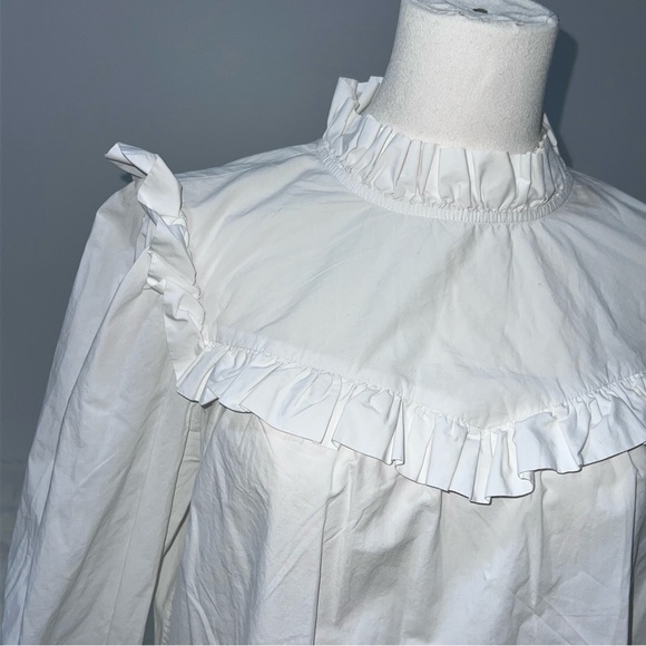 La Vie Rebecca Taylor Ruffled Backwards Button Down Blouse - Picture 3 of 6